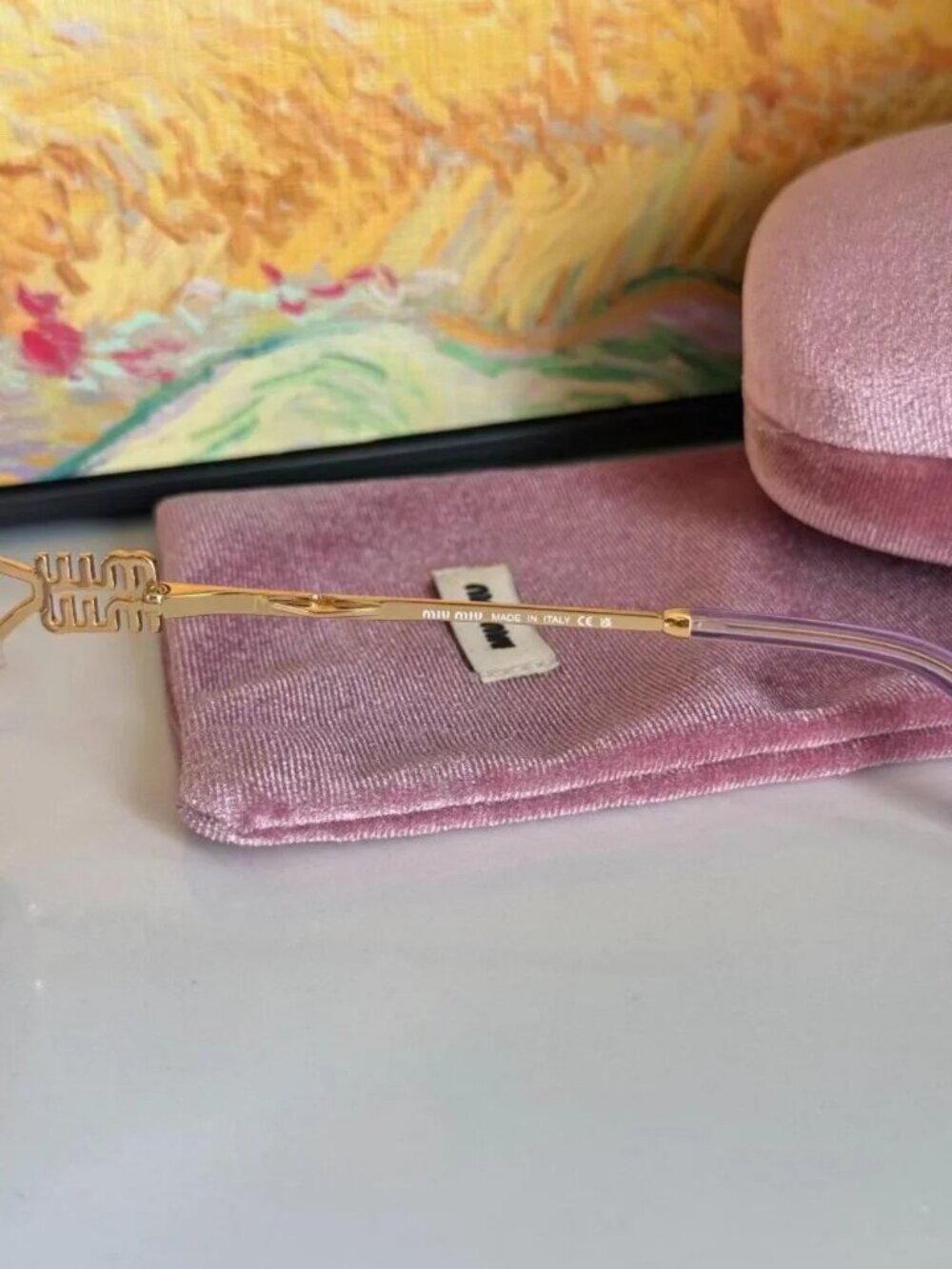 🕶️ Miu Miu Gold Oval Sunglasses with Purple Lenses ✨ - Picture 4 of 5